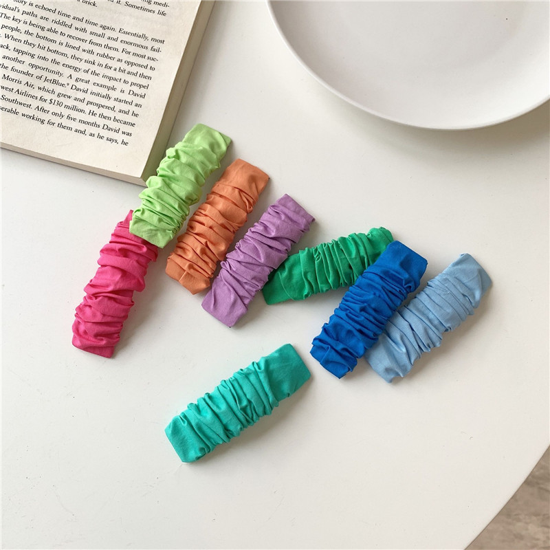 Star Style Elegant All-match Candy Color Folded Hairpin Edge Clip Internet Trendy Clip ins Bangs Clip Broken Hair Clip