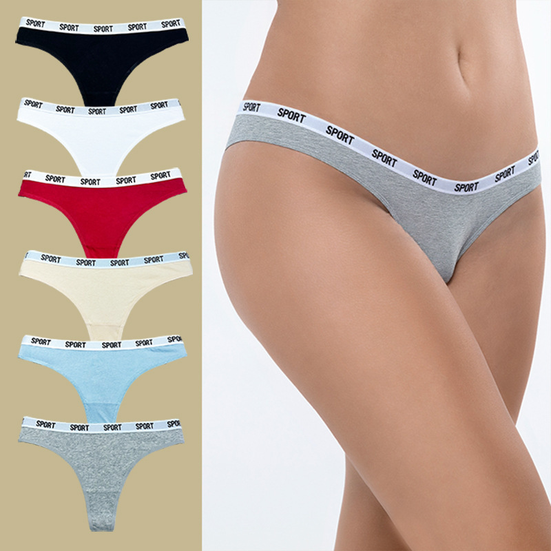 Cross-border tback traceless foreign trade ladies cotton thong low waist girls' underwear European and American sports T-pants wholesale