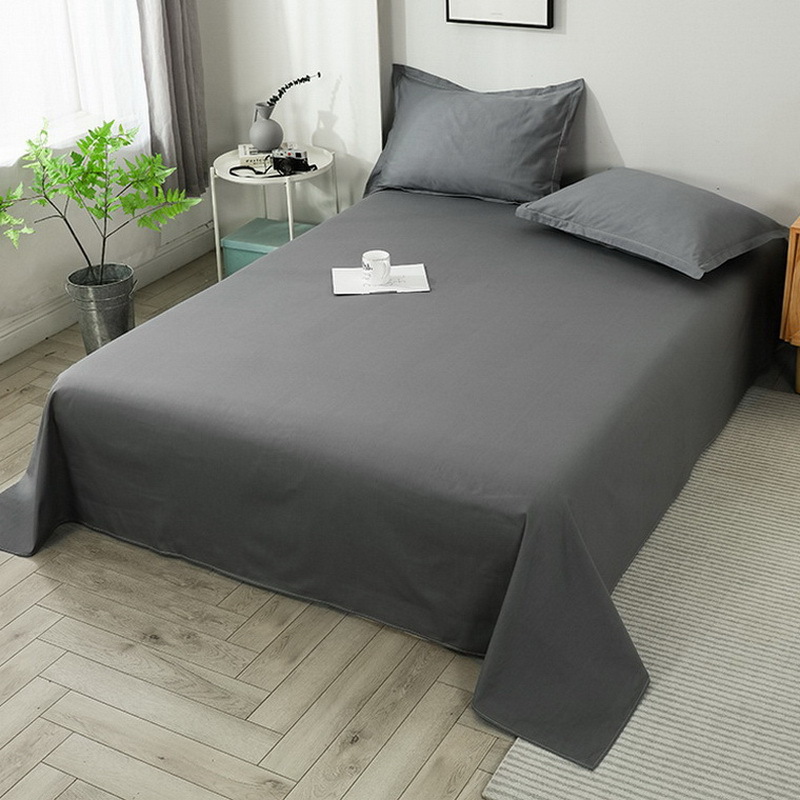 Solid color washed cotton sheet single piece skin-friendly brushed…