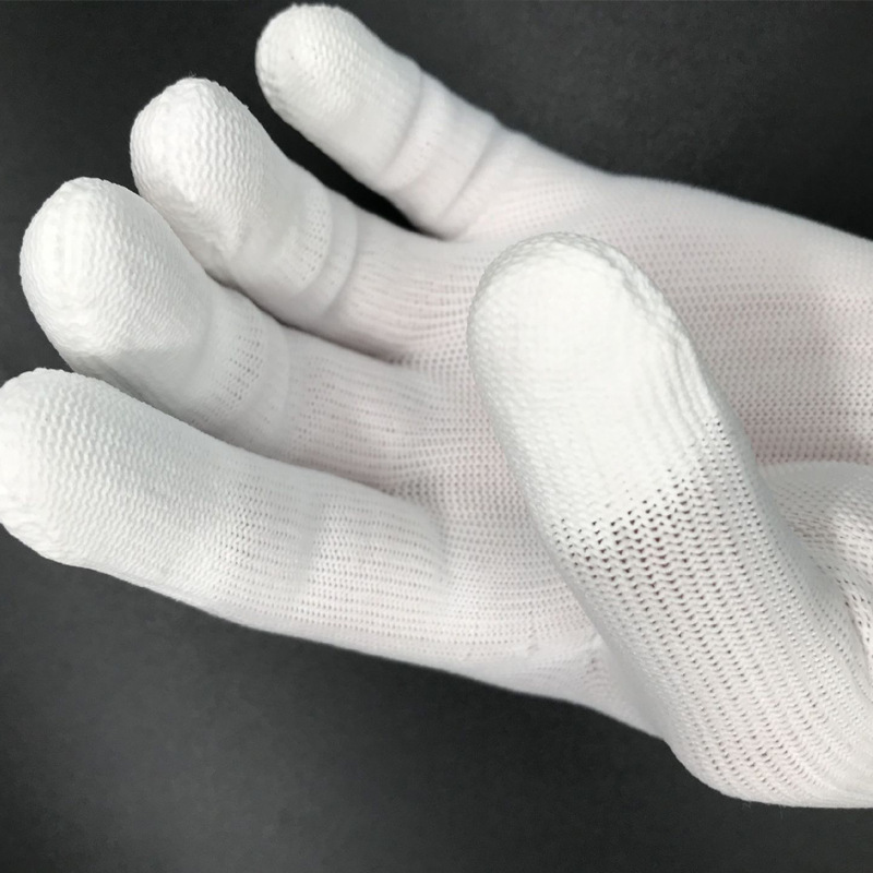 PU recubierto de dedos guantes recubiertos guantes revestidos guantes de trabajo antiestáticos libres de polvo blanco resistentes al desgaste guantes de seguro laboral al por mayor