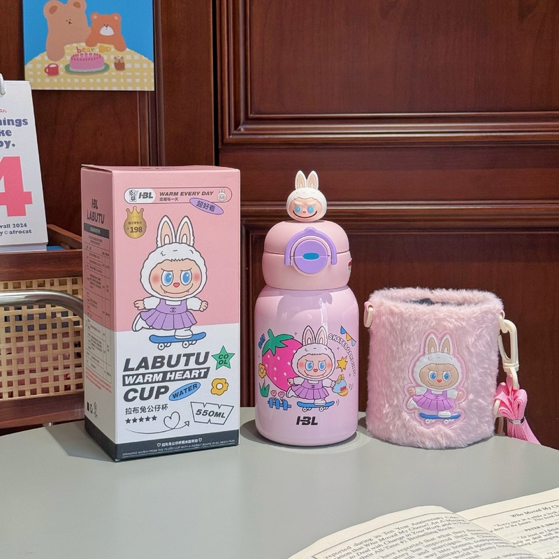 儿童保温杯可爱高颜值毛绒杯套水杯新款便携学生不锈钢吸管杯子|undefined