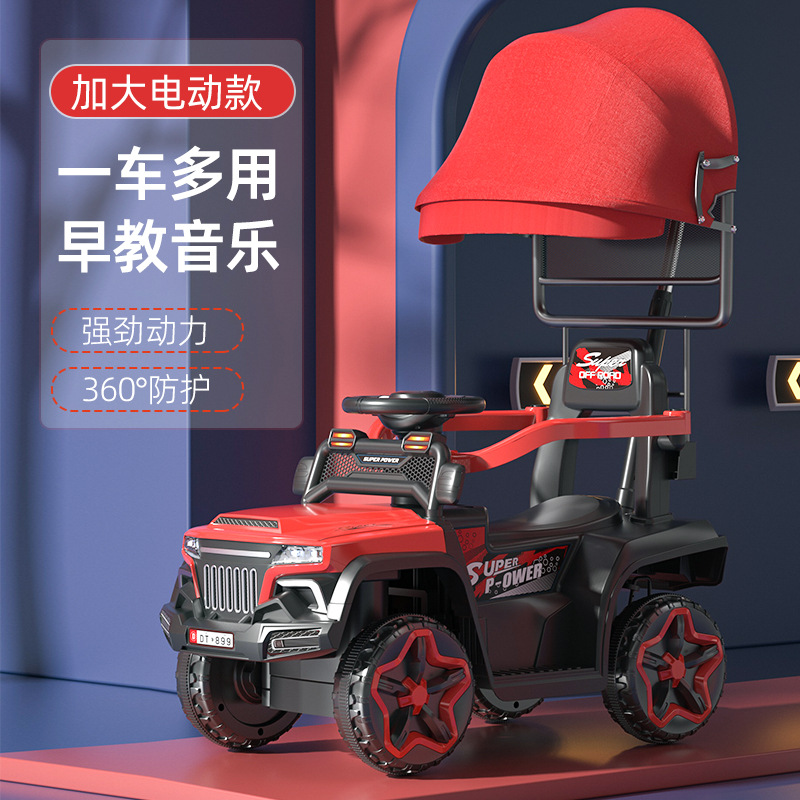 Cuatro ruedas eléctricas para niños más barrera de control remoto empurrado para niños y niñas pueden montarse en juguetes recargables vehículo todoterreno