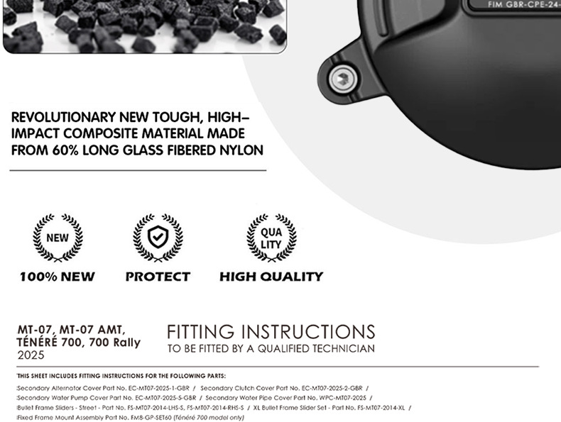 Suitable for Yamaha Mt07/Tnere70025-26 Modified Engine Protective Cover and Engine Anti-Fall Side Cover