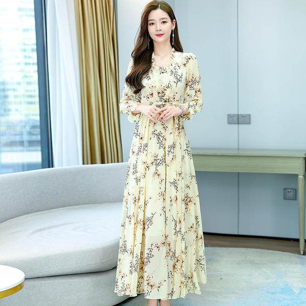 Demi-season elegant shiffon dress