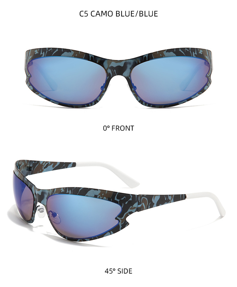 Des Sports Camouflage Pc Miroir De Forme Spéciale Plein Cadre Hommes De Lunettes De Soleil display picture 9