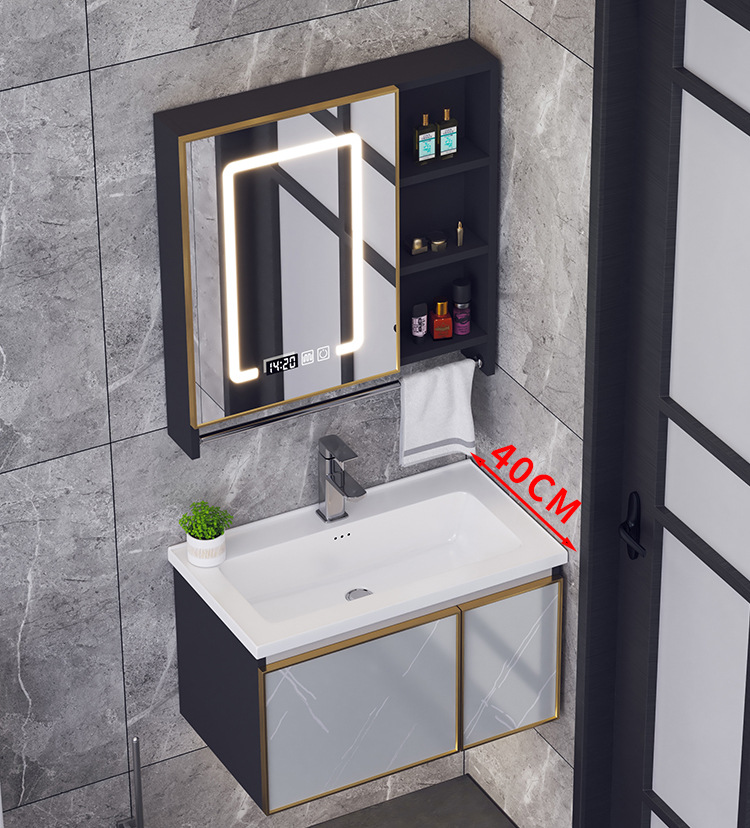 Pequeño apartamento ultra estrecho gabinete de baño mesa de lavado de aluminio espacio 40 lado ancho lavabo baño traje estrecho largo lavabo