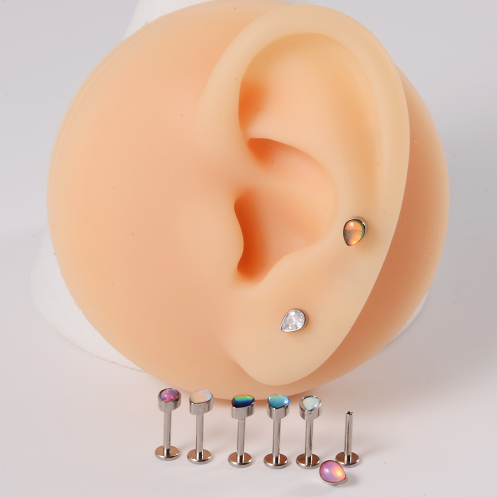 Synthetic opal, Resin, Rhinestones Inlay Material Ear Studs Classification Lip Rings, Ear Cartilage Rings & Studs Piercing Type 1 Piece Ear Cartilage Rings & Studs Simple Style Water Droplets G23 Titanium Synthetic Opal Resin Plating Inlay Synthetic Opal Resin Rhinestones