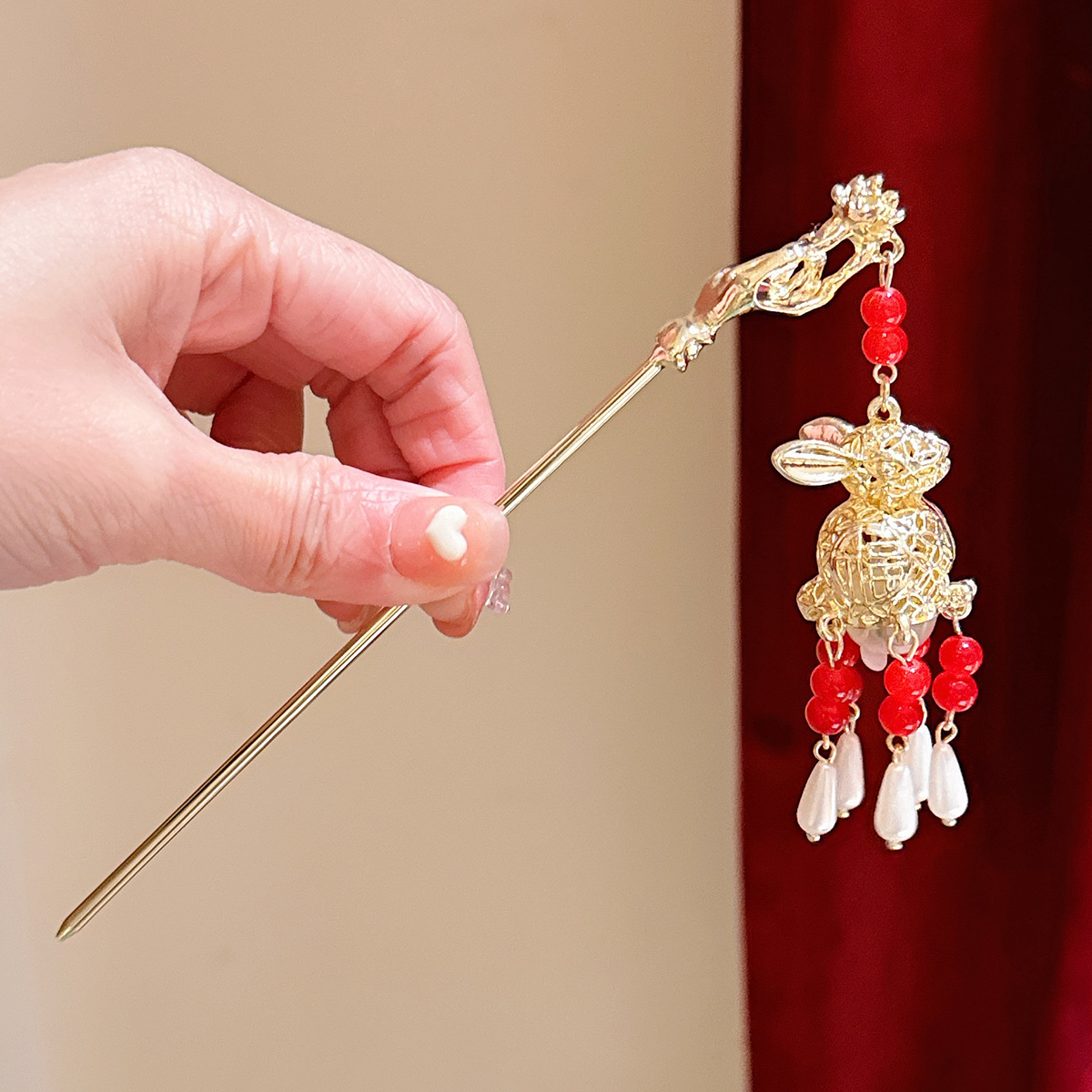 Estilo antiguo hanfu linterna borla horquilla luminosa Palacio mapache pequeña princesa tocado Palacio Lámpara paso sacudida horquilla accesorios para el cabello para mujeres