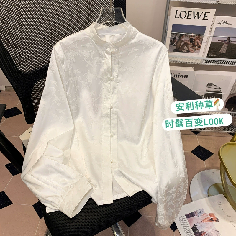 Реальный винтажный темперамент воротник с длинными рукавами