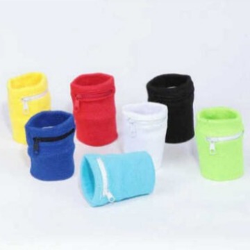 Cotton Zipper Wristband for Key and Money, Sweat Absorbent and Wiping Wristband for Basketball, Running, Fitness Sports