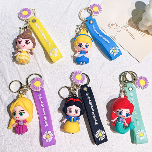 Cute Cartoon Snow White Bag Pendant Princess Car Keychain Wholesale Mermaid Keychain Blind Box