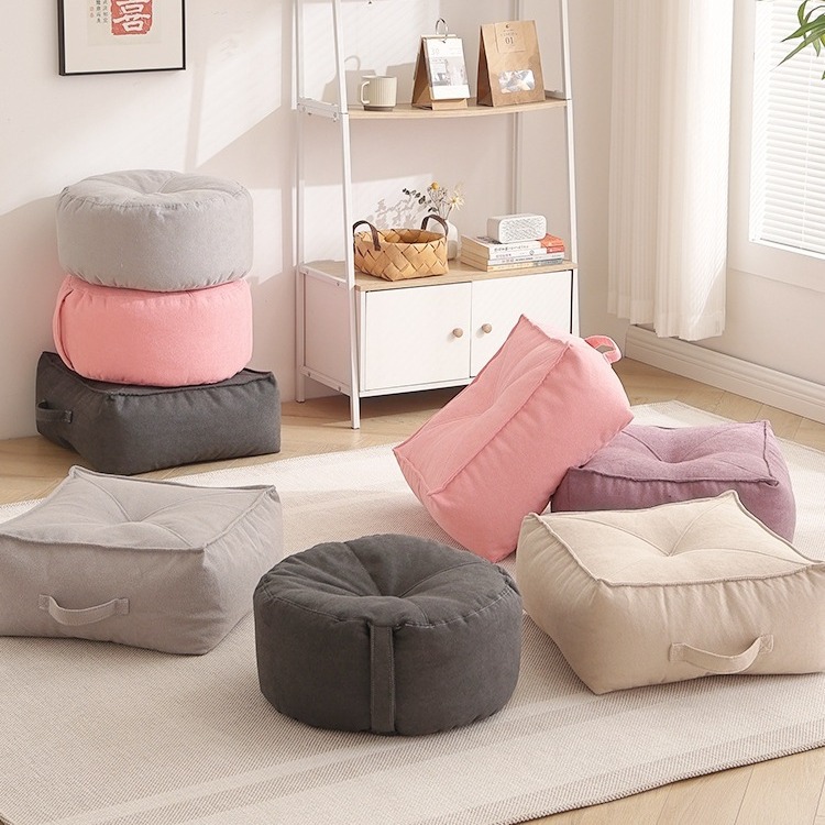 Taburete pequeño de tela, cojín de futón de estilo japonés, tatami, taburete bajo simple moderno, asiento, sala de estar, sofá, taburete, cojín