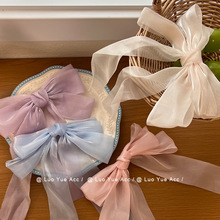 新款仙女风蝴蝶结飘带弹簧夹甜美学院风高级感发饰精品店头饰批发