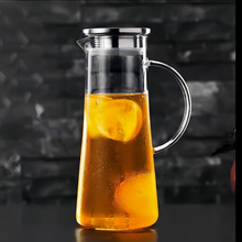 夏季透明玻璃凉水壶半圆形把手泡茶壶大容量高硼硅玻璃果汁冷水壶
