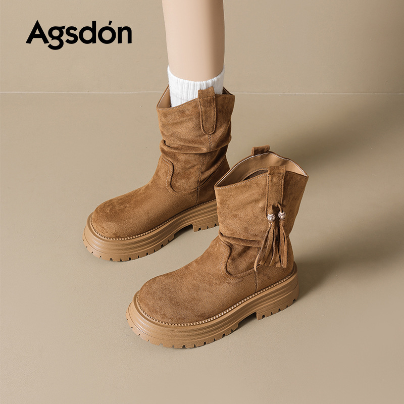 Antiguo león montar botas cortas para mujeres 2026 nuevo otoño invierno plegado botas vaqueras occidentales botas de estilo británico Martin