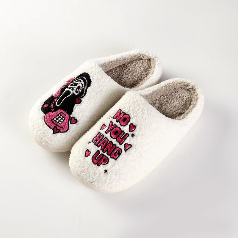 New home Halloween warm winter cotton slippers couple men and women thick bottom soft sole shoes thick non-slip cute