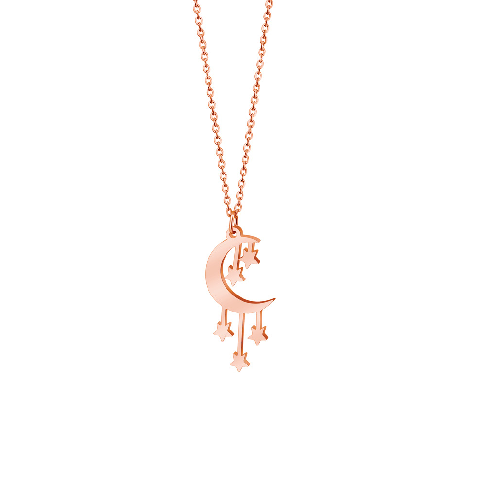 Star, Moon Pattern Stainless Steel Simple Style Star Moon Plating Pendant Necklace