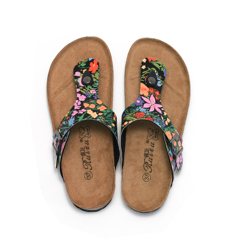 2025 Ruizu New Slippers Outdoor Women's Beach Student Water Cork Shoes Flower Flip Flops_voghion.com