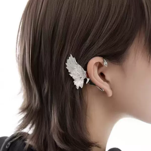 Creative Angel Wings Ear Cuff with Diamond Earrings, Feather Elf Portable Hair Comb Earrings, One-Piece Personalized Ear Cuffs