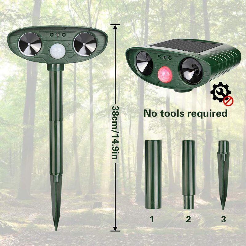 屋外用ソーラー式ネズミ撃退器、超音波式鳥撃退器、動物撃退器、犬撃退器、猫撃退器、動物撃退器、蚊取り器|undefined