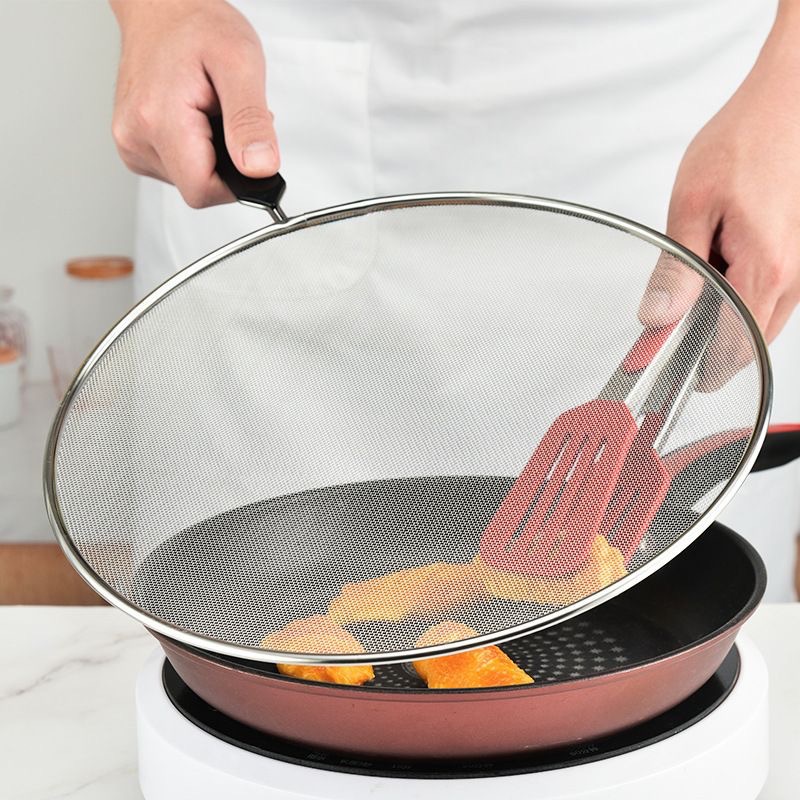 Cocina de acero inoxidable frita cubierta de malla a prueba de salpicaduras de aceite deflector cubierta de olla doméstica redonda de filete frito cubierta de malla a prueba de derrumbamiento de aceite