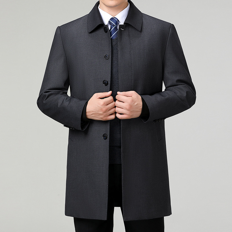 Brand down Jacket for Middle-Aged Men in Winter, Thickeneded Removable Liner, Mid-Length Dad Wear, Classy Windbreaker Jacket