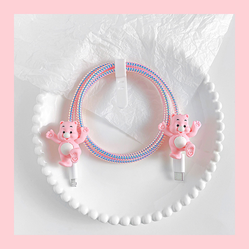 핑크 새끼 곰 보호 버클 (데이터 라인 세트)