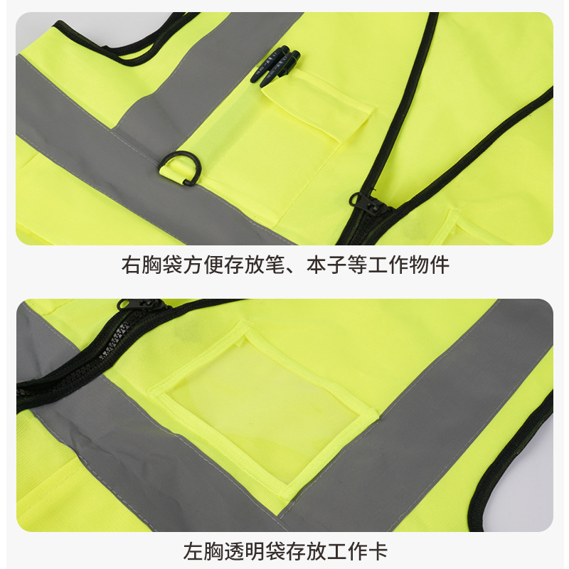 chaleco reflectante personalizado multibolsillo construcción de seguridad ventilada sitio de construcción sanitario transporte de conducción impresa de gran tamaño ropa reflectante