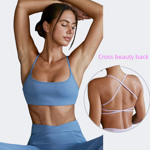 EU & US Foreign Trade Lulu Nude-Look Sexy Yoga Sports Bra | Shockproof, Push-Up, and Back-Supporting Fitness Top for Running and Workouts