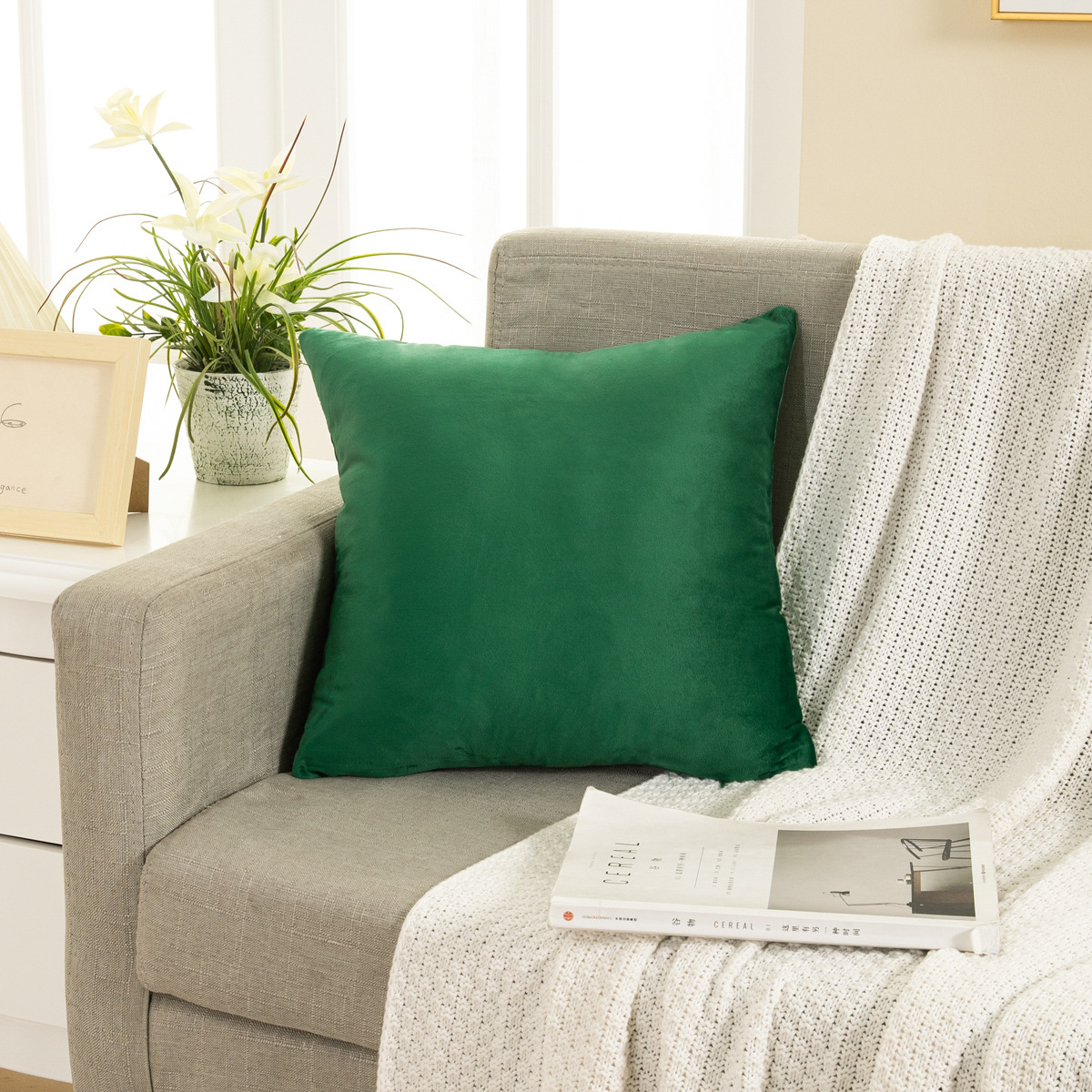 厂家直供亚马逊跨境家居纯色天鹅绒抱枕套沙发办公室椅子腰靠枕套