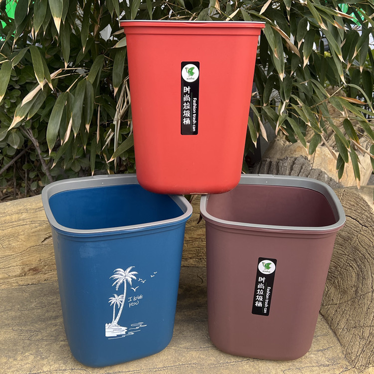 Household square plastic trash can home living room with pressure ring storage bucket Bathroom Kitchen sanitary bucket wholesale