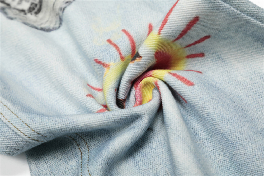 Men's Tie-Dye Gradient Jeans - High Street Vibe, Loose Fit, Wide Leg, Straight Cut, Distressed Wash, Casual Streetwear For Men ( Blue, S-XL)​_mkmklike.com