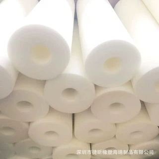 厂家定制加工白色高度度加硬海绵棒 空心圆柱吸油海绵 减震吸音棉