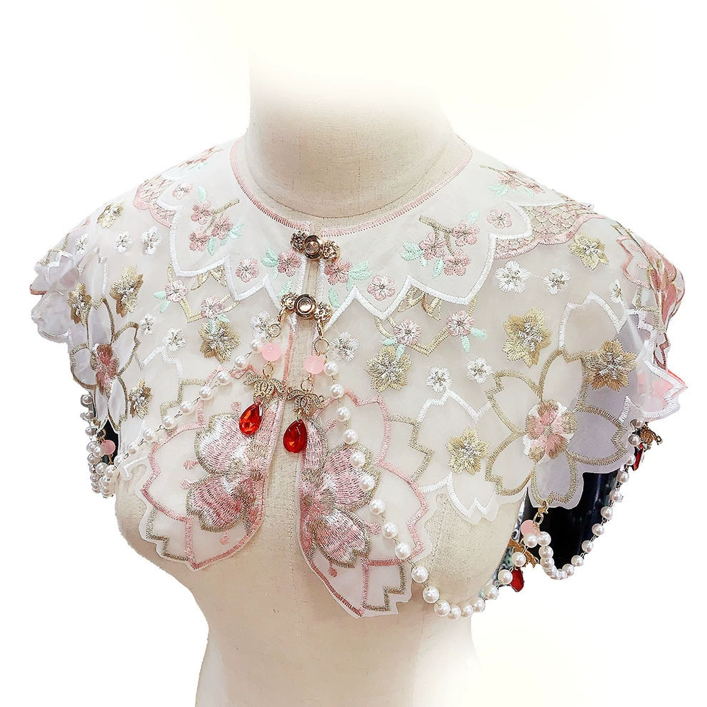 Детский сливовый цветок национальный ветер облачного плеча красный возвращение к двери банкет вышитая кисточка невеста платок Ханфу вышитый искусный воротник облачного плеча