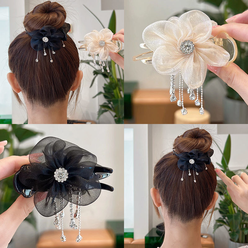 Sunflower Tassel Pendant Grab Clip Women's Summer High-end Sense Ball Head Hair Artifact Super Fairy Clip Headdress Hairpin