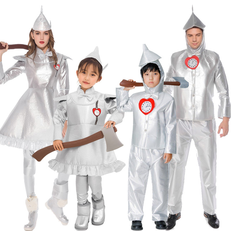 Halloween Costume cosplay Wizard of Oz Tin Man silver Tin Man Children's Adult Parent-Child Costume