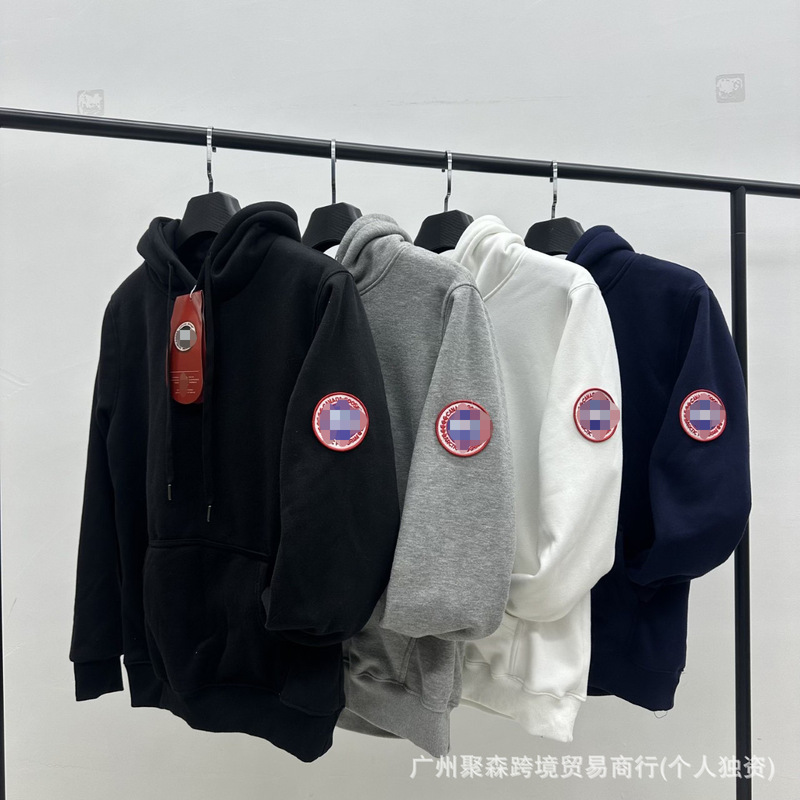 Cross-Border High-Quality Canada Goose Hooded Sweatshirt, Unisex, Loose Fit, Casual Embroidered Trendy Brand, Export Versatile Top