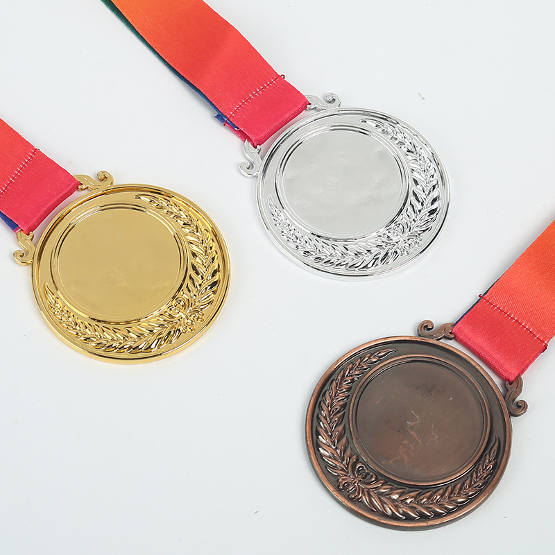 Medalla de metal universal logotipo personalizado maratón eventos de competición listados botones de flores oro plata bronce al por mayor