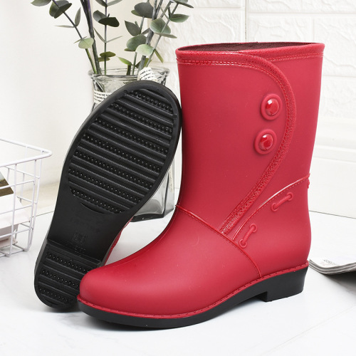 Fashionable Rain Boots for Women, Mid-Calf Insulated Rain Boots, Anti-Slip Women's Water Shoes, Korean Style Rubber Shoes, Adult Cotton Water Boots, Slip-on Rain Boots