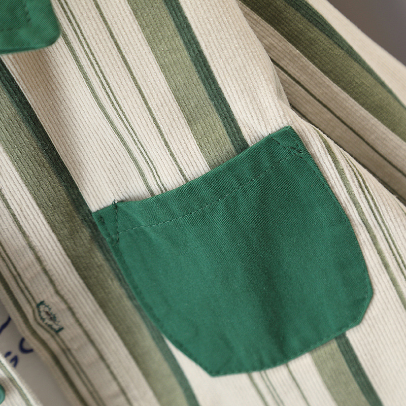 7743 camisa de pana para niños 2025 nueva camisa de manga larga a rayas de primavera y otoño para niños