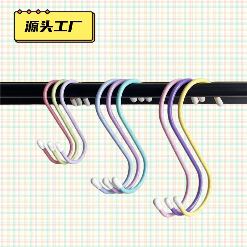 Kitchen S-Shaped Hooks, Colorful Plastic-Coated Clothes Hooks, S-Hooks for Dormitory, for Hanging Bags, Clothes, Towels, Keys, Large, Medium, and Small Hooks Kitchen S-Shaped Hooks, Colorful Plastic-Coated Clothes Hooks, S-Hooks for Dormitory, for Hanging Bags, Clothes, Towels, Keys, Large, Medium, and Small Hooks