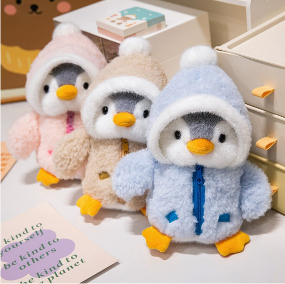 Cross-Dressing Penguin Doll Wearing Hat Penguin Plush Toy Comfort Cloth Doll Polar Animal Doll Birthday Gift