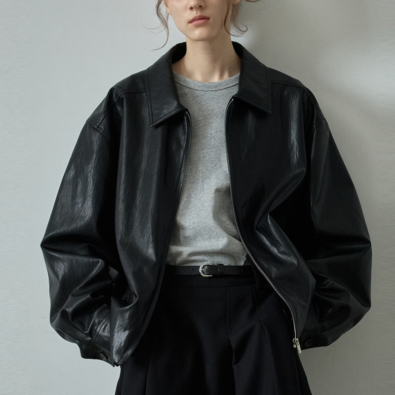 Spot Fp Leather Jacket for Women 2024 Autum New Korean Style Loose Designer Niche Jacket Top