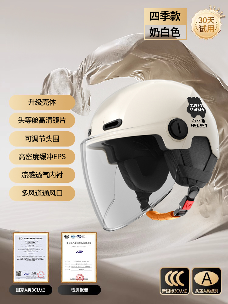 Motuoche – Electric Motorcycle Helmet Auto Parts and Accessories - new-national-standard-a-class-3c-milk-white-hd-long-lens-detachable-earmuffs