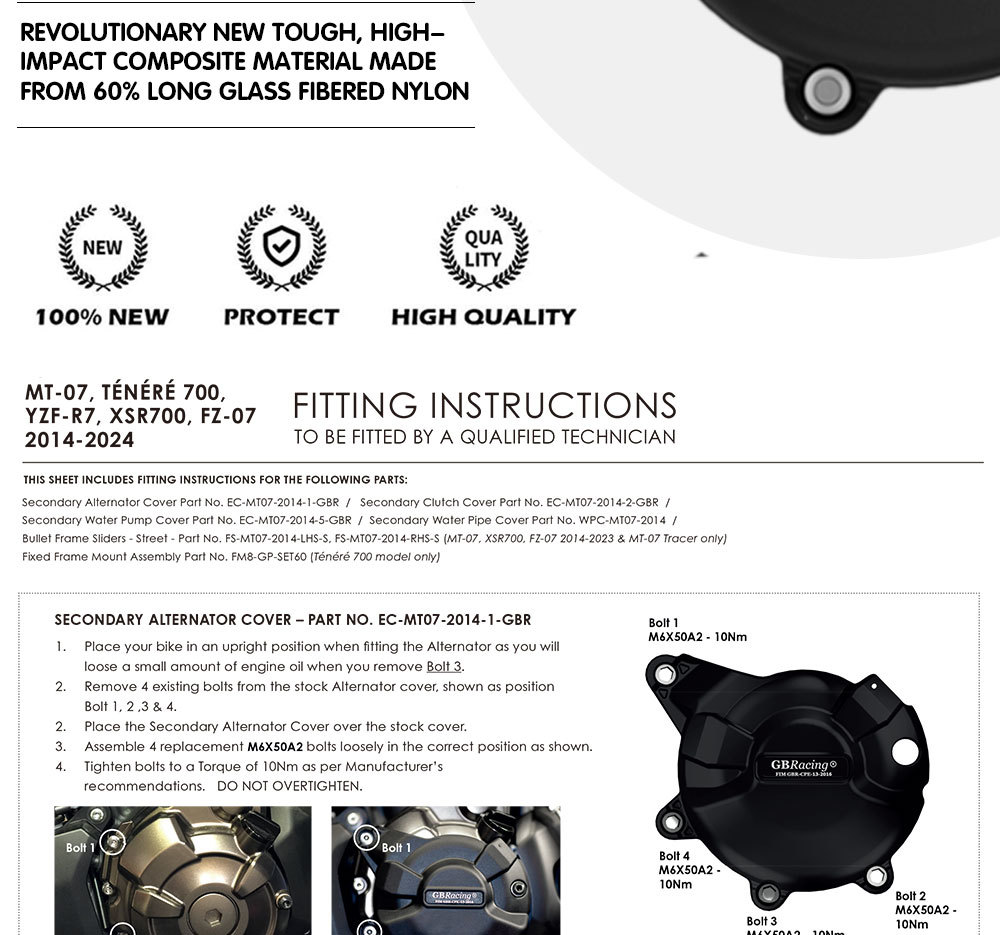 Suitable for Yamaha Mt-07 Xsr700 Fz-07 14-24 Models Modified Engine Anti-Fall Protective Cover Side Cover