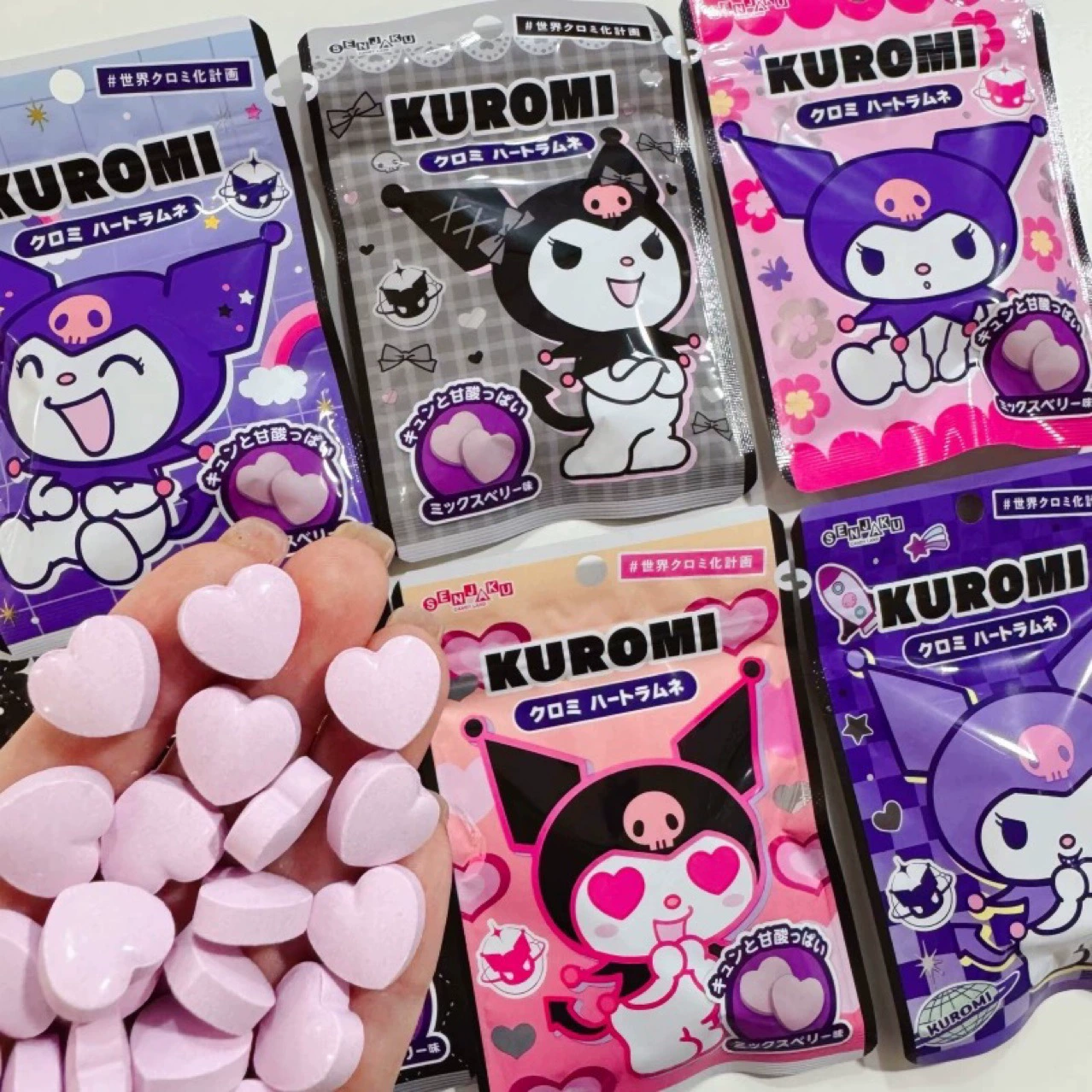 Мармеладные конфеты Kuromi в форме сердца, микс ягод, 32 г × 6 пачек