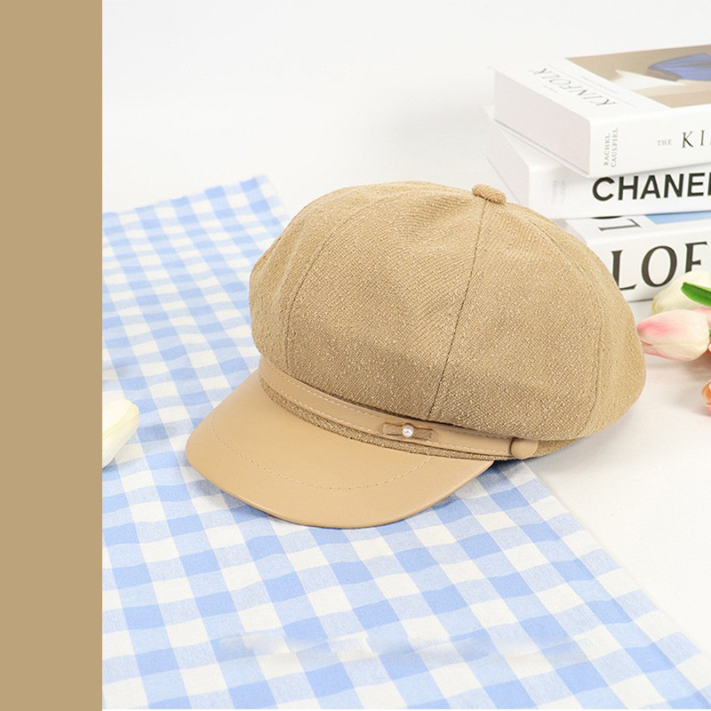 Sombrero de cuero japonés retro octogonal 2024 primavera y otoño nuevo estilo casual versátil mostrando la cara gorra de niños pequeños para hombres