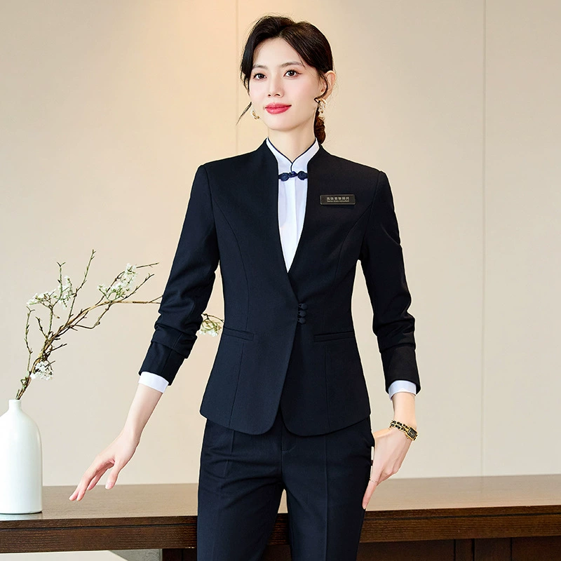 Профессиональный костюм костюм женский осенний и зимний вертикальный воротник