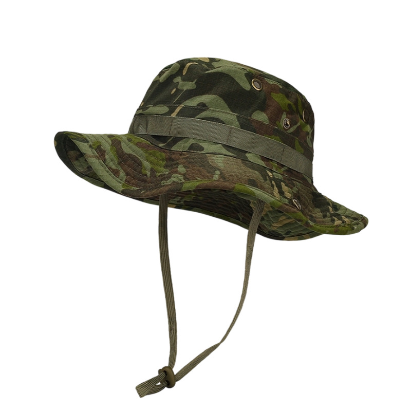 Camuflaje sombrero de borde redondo gran alero campamento al aire libre pesca montañismo Benny sombrero ejército fanático de la pesca sombrero ocio al aire libre