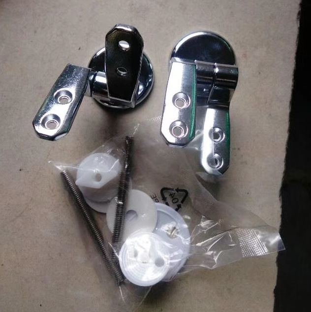 Bisagra para asiento de inodoro de aleación de zinc plateado, viene con un juego completo de accesorios de fijación y conectores.